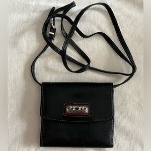 Brighton Black Leather ALL-In-One Organizer Wallet Crossbody Purse Shoulder Bag